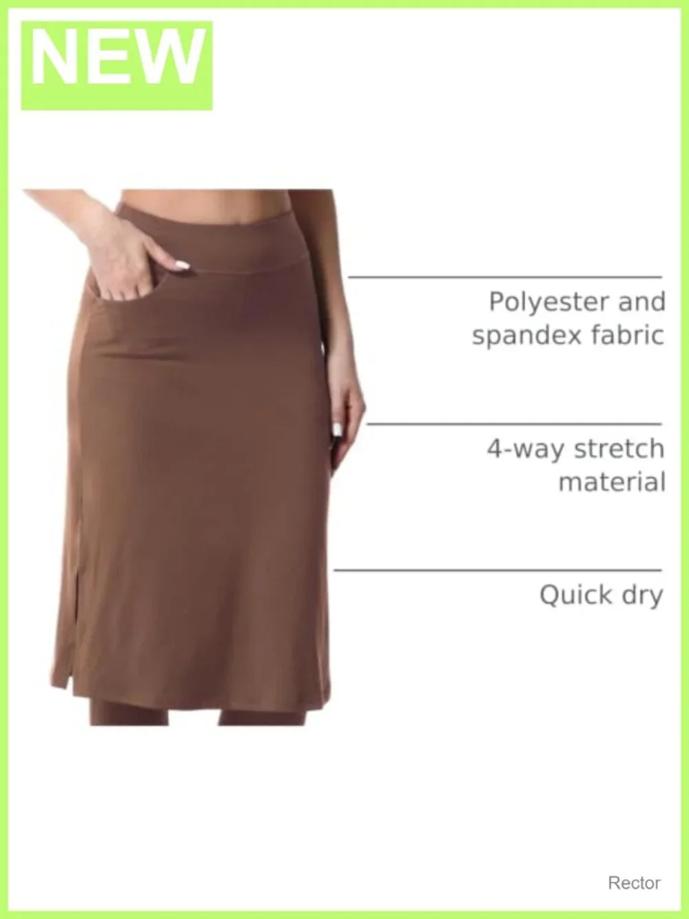 Women's Modest Long Skirt with Attached Leggings & Pockets Athletic Midi Skort